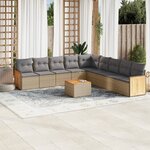 vidaXL Salon de jardin avec coussins 10 Pièces beige résine tressée