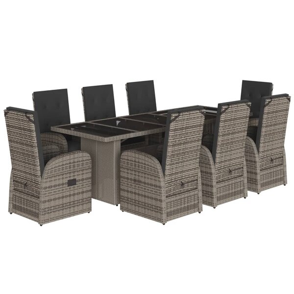 vidaXL Ensemble à manger de jardin 9 Pièces coussins gris résine tressée