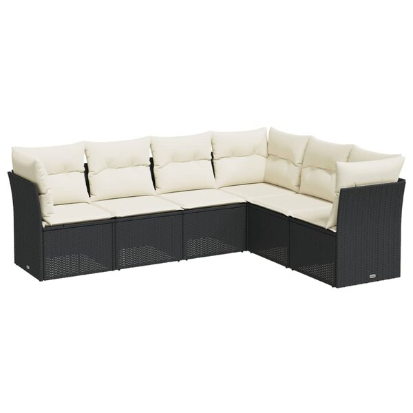 vidaXL Salon de jardin 6 Pièces avec coussins noir résine tressée
