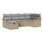 vidaXL Ensemble de canapé de jardin 6 Pièces Beige Poly rotin