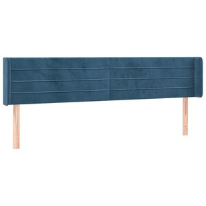 vidaXL Tête de lit avec oreilles Bleu foncé 163x16x78/88 cm Velours