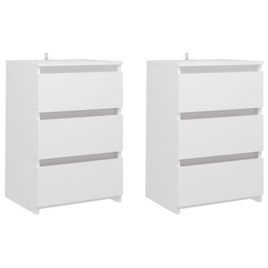 vidaXL Tables de chevet 2 Pièces Blanc 40x35x62 5 cm Aggloméré