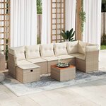 vidaXL Salon de jardin avec coussins 8 Pièces beige résine tressée