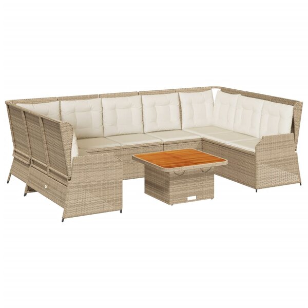 vidaXL Salon de jardin avec coussins 7 Pièces beige résine tressée