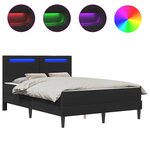 vidaXL Cadre de lit avec bandes LED Noir 140 x 190 cm Simili cuir