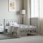 vidaXL Cadre de lit métal sans matelas et pied de lit blanc 100x200 cm
