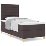 vidaXL Lit à ressorts avec matelas marron foncé 80x200 cm en tissu
