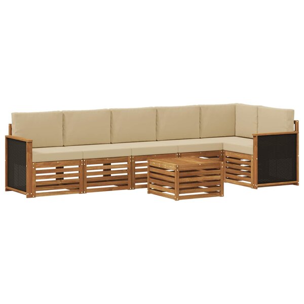 vidaXL Ensemble de canapé d'angle avec coussin 6 Pièces Naturel