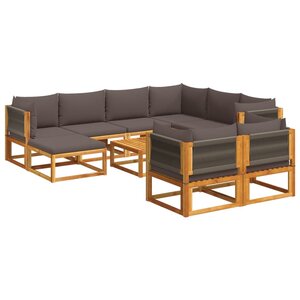 vidaXL Ensemble de canapés de jardin 10 pièces avec coussins en bois d'acacia et corde