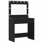 vidaXL Table de Toilette 3 Pièces Noir 40 x 41 x 135 cm Bois d'ingénierie