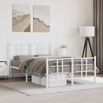 vidaXL Cadre de lit métal sans matelas et pied de lit blanc 120x200 cm