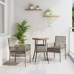 vidaXL Ensemble de salle à manger pour jardin 3 Pièces Gris Poly rotin