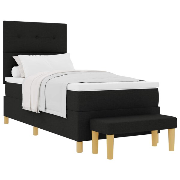 vidaXL Lit à ressorts avec tête de lit Noir 190 x 90 cm tissu