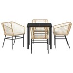 vidaXL Ensemble de salle à manger pour jardin 5 Pièces Marron polyrotin
