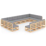 vidaXL Salon de jardin 13 Pièces avec coussins Bois de pin massif