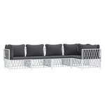 Salon de jardin meuble d'extérieur ensemble de mobilier avec coussins 5 pièces blanc acier 02_0018303