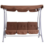 Balancelle balancoire fauteuil de jardin en acier 3 places charge max. 340 Kg chocolat