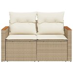 vidaXL Canapé de jardin avec coussins 2 places beige résine tressée