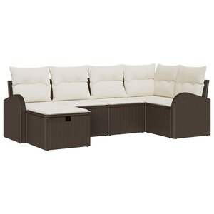 vidaXL Ensemble de canapé de jardin avec coussin 6 Pièces Marron et crème