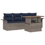 vidaXL Ensemble de canapé de jardin 5 Pièces gris et bleu marine