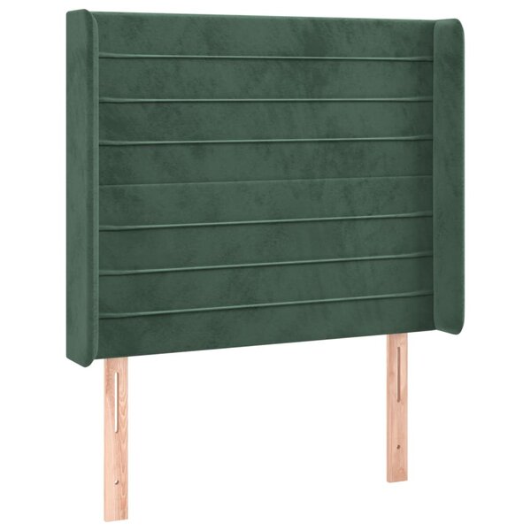 vidaXL Tête de lit avec oreilles Vert foncé 93x16x118/128 cm Velours