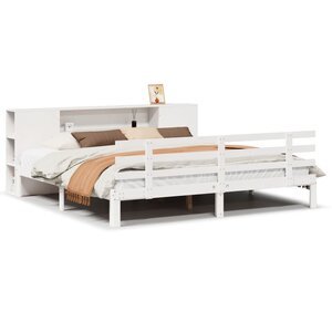 vidaXL Lit bibliothèque sans matelas blanc 180x200 cm bois pin massif