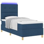 vidaXL Lit à ressort LED avec matelas Bleu 100 x 200 cm tissu