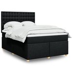 vidaXL Sommier à lattes de lit avec matelas Noir 160x200 cm Tissu
