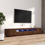 vidaXL Ensemble de meubles TV avec lumières LED 3 Pièces Chêne marron