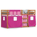 vidaXL Lit superposé avec rideaux rose 90x200 cm bois pin massif