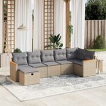 vidaXL Salon de jardin avec coussins 7Pièces mélange beige résine tressée