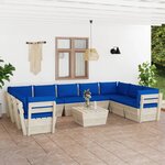 vidaXL Salon de jardin palette 10 Pièces avec coussins bois d'épicéa