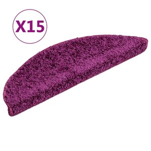 vidaXL Tapis d'escalier 15 pièces 56 x 17 x 3 cm Violet Demi-rond