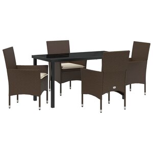 vidaXL Ensemble de salle à manger pour jardin 5 Pièces Marron polyrotin