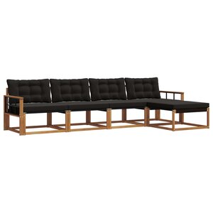 vidaXL Ensemble de canapés d'extérieur 5 pc Naturel et Noir
