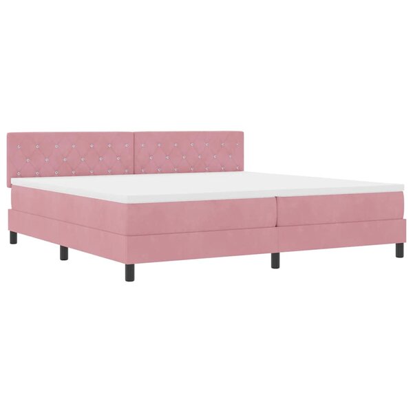 vidaXL Lit à ressort LED avec matelas Rose 200 x 200 cm Velours