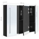 Vidaxl armoire de salle de bain à miroir led 89x14x62 cm noir brillant