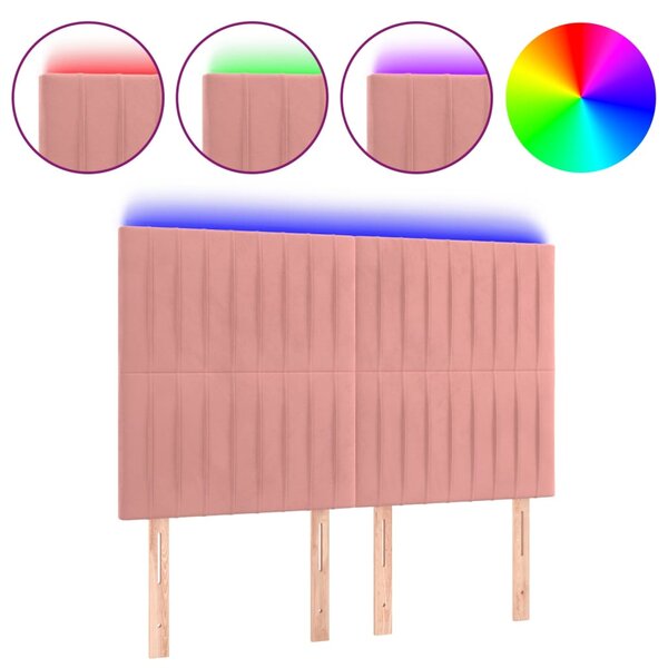 vidaXL Tête de lit à LED Rose 144x5x118/128 cm Velours