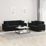 vidaXL Ensemble de canapés 2 Pièces avec coussins Noir Tissu microfibre