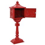 vidaXL Boîte aux Lettres Debout avec porte Rouge 42 5 x 29 5 x 117 cm