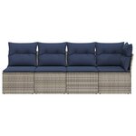 vidaXL Canapé de jardin 4 places avec coussins gris résine tressée