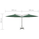vidaXL Parasol de jardin double avec mât en acier vert 600 cm
