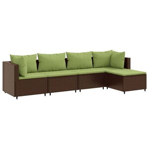 vidaXL Salon de jardin 5 Pièces avec coussins Marron Résine tressée