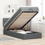 vidaXL Lit ottoman avec matelas et LED gris foncé 90x200 cm tissu