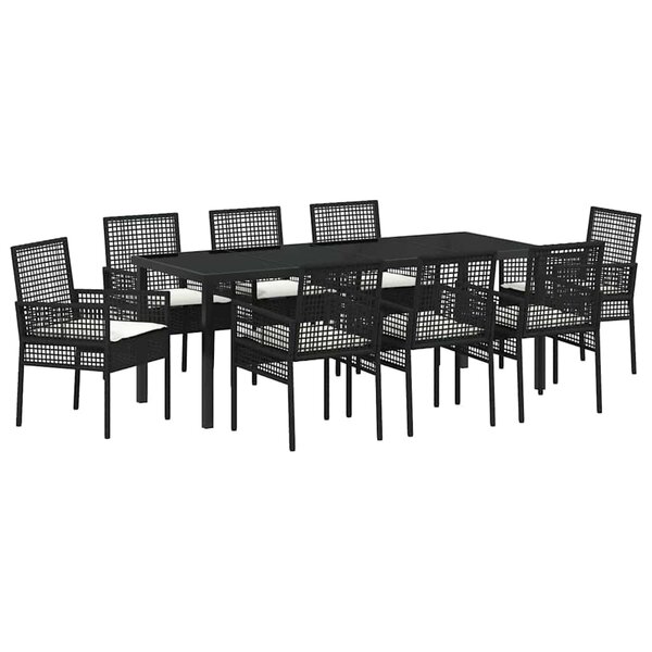 vidaXL Ensemble de salle à manger pour jardin 9 Pièces Noir polyrotin