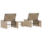 vidaXL Chaises longues lot de 2 avec table beige résine tressée