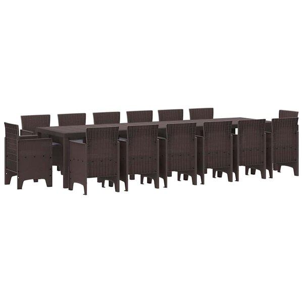 vidaXL Ensemble de salle à manger pour jardin 15 Pièces Marron