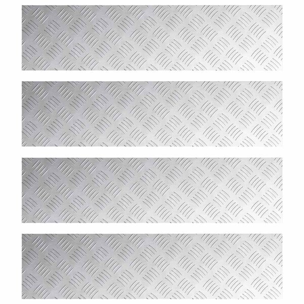 vidaXL Plaques à damier 4 Pièces Argent 100 x 25 cm Aluminium