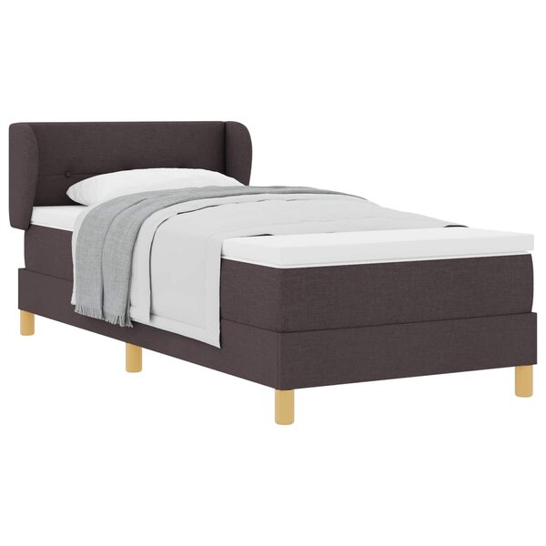 vidaXL Lit à ressorts avec matelas Marron foncé 80 x 200 cm tissu