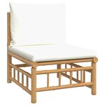 vidaXL Salon de jardin 2 Pièces avec coussins blanc crème bambou